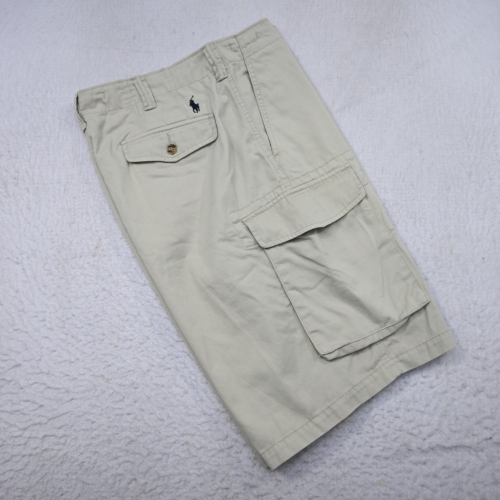 Polo Ralph Lauren Relaxed Fit Cargo Shorts Beige Baggy Loose Flat Mens 33 x 11"